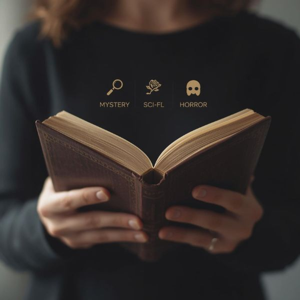 Modern reader, vintage book illustration.